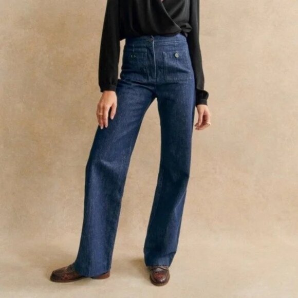 Sezane Dan Trousers in Indigo - Picture 2 of 9